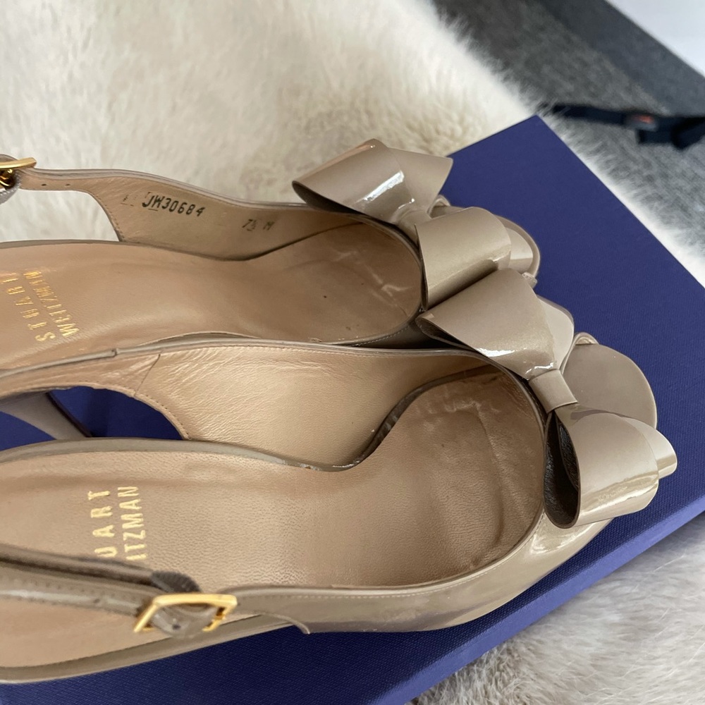 Stuart Weitzman Bow Peep Toe Heels - Picture 3 of 5